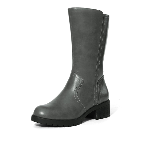 Mid Calf Riding Boots - GREY PU -  0